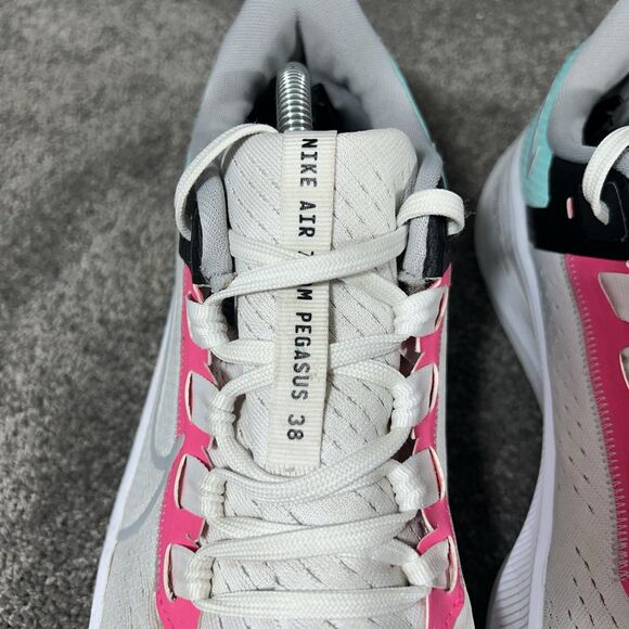 Nike Air Zooom Pegasus 38 CW7356-102 Mens Size 11 White Teal Running Shoes Used - Picture 4 of 12